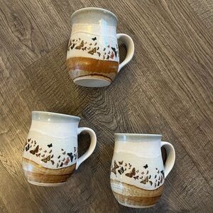 Vintage Ceramic Mugs with Butterfly Design lot of 3
